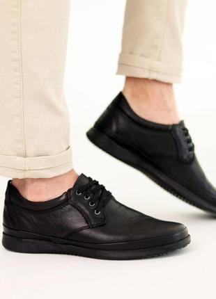 Стильовые черные классические туфли мужские, демисезон,осень весна, кожаные/кожа-мужская обувь на осень