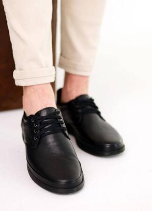 Стильовые черные классические туфли мужские, демисезон,осень весна, кожаные/кожа-мужская обувь на осень2 фото