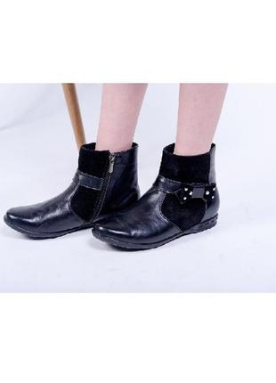 Демисезонные кожаные черные ботинки lapsi для девочки