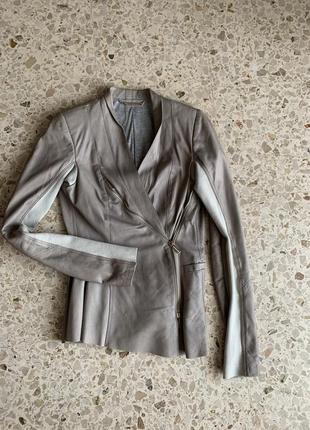 Пиджак кожа италия серый эксклюзив1 фото