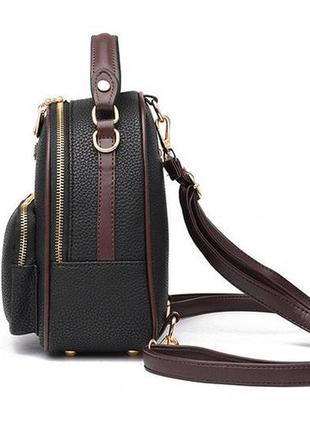 Модний жіночий міні рюкзак сумка чорний (без брелока)3 фото