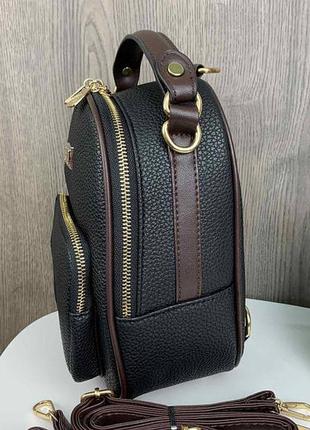 Модний жіночий міні рюкзак сумка чорний (без брелока)5 фото