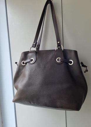 Сумка longchamp, шкіряна сумка тоут, тоут longchamp, брендова сумка, сумка шоппер3 фото