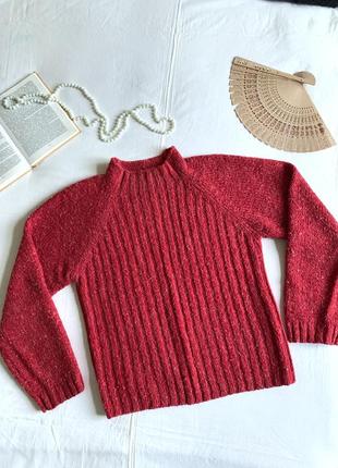 Теплый красный свитер (размер 40/12-42/14)