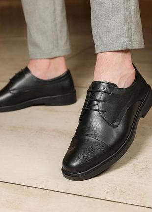 Мужские классические черные туфли оксфорды, демисезонные, осенние, весенние, кожаные/кожа-мужская обувь1 фото
