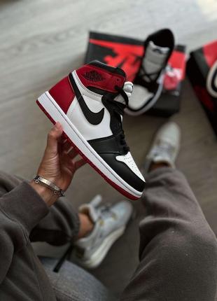 Кроссовки женские, мужские баскетбольные nike air jordan 1 retro black toe, найк аир джордан ретро