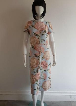 Платье миди с помпоном и цветочным принтом пионы1 фото