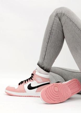 Женские кроссовки nike air jordan 1 mid pink white 36-37-38-39-403 фото