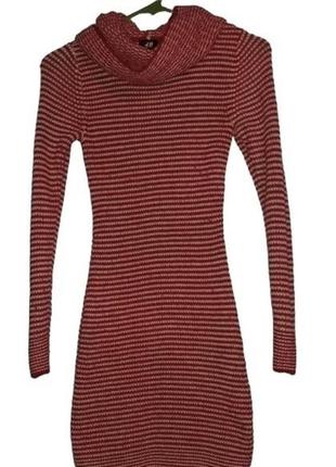 Платье-свитер с хомутом h&amp;m xs в полоску, вязаный, красный/белый1 фото