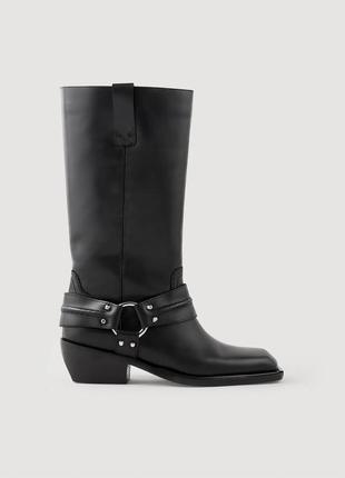 Sandro женские кожаные байкерские ботинки черные новые оригинал