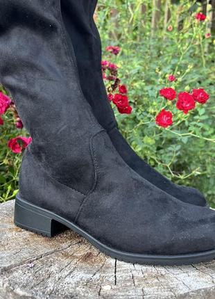 Нові жіночі чорні замшеві ботфорти чоботи довгі черевики сапоги сапожки осінні4 фото