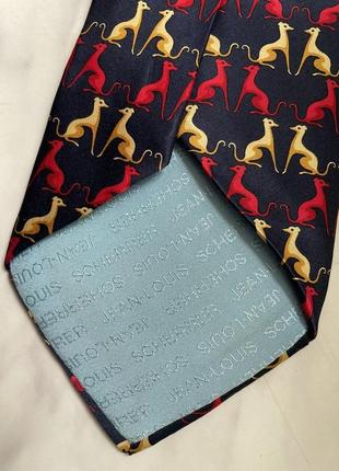Шовкова синя краватка з собаками мисливська jean-louis scherrer вінтаж5 фото