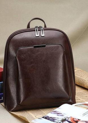 Жіночий класичний рюкзак темно-коричневий5 фото
