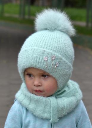 Зимняя детская шапка, набор размер 50 (48-50 см), 2-4 года4 фото
