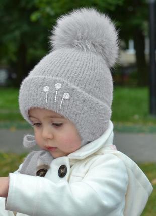 Зимняя детская шапка, набор размер 50 (48-50 см), 2-4 года3 фото