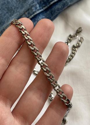Комплект серебристых украшений, цепочка и кулон крест5 фото