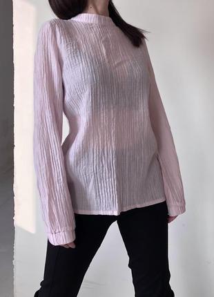 Романтична лілова пудрова блуза плісе ніжно рожева жата жатка рельєфна vintage