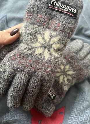 Шерстяные термо перчатки