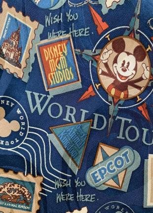 Walt disney world tour шелковый галстук с мики маусом синяя с марками5 фото