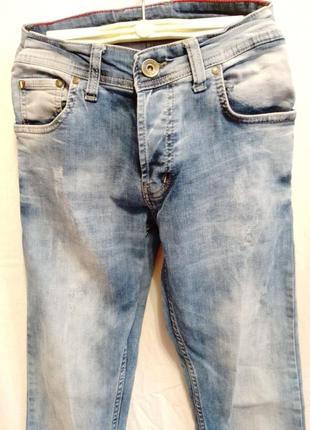 Модные джинсы north river модель р-502 б/у подростковые на мальчика размер 44-46 синие потертые4 фото