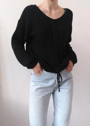 Черный свитер вязаный джемпер пуловер реглан лонгслив кофта черная итальялия6 фото