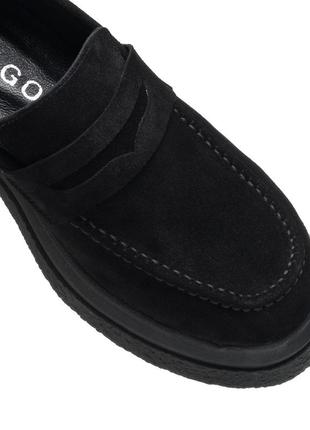 Туфли лоферы женские замшевые черные 1032тz7 фото