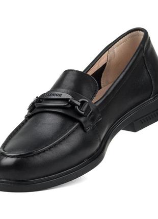 Туфли-лоферы женские черные кожаные 2267т-а5 фото