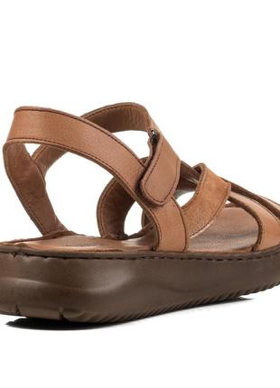 Босоніжки жіночі шкіряні коричневі м'які на платформі і високій підошві 1570лz-в