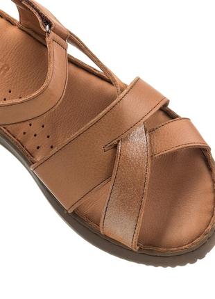 Босоніжки жіночі шкіряні коричневі м'які на платформі і високій підошві 1570лz-в