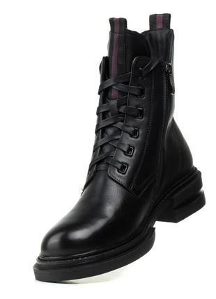 Ботинки geronea черные кожаные на шнуровке удобные зимние 1505ц8 фото
