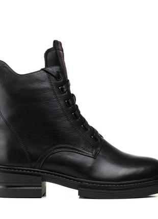Ботинки geronea черные кожаные на шнуровке удобные зимние 1505ц5 фото