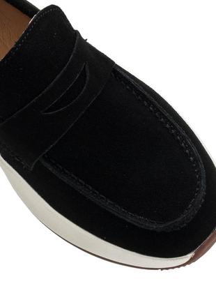 Туфли-лоферы женские черные замшевые 2324т7 фото