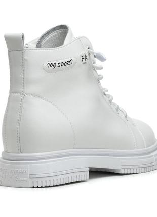 Ботинки белые на шнуровках кожаные 1585б-в4 фото