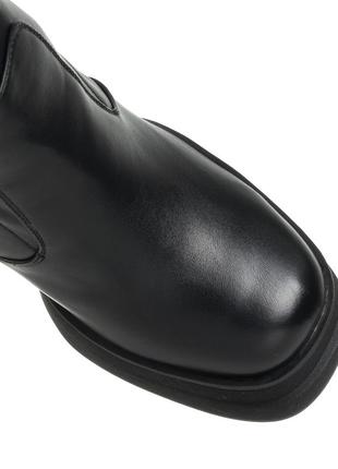 Ботфорты кожаные черные на высоком массивном каблуке 1609б8 фото