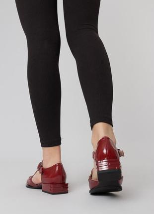 Туфли женские кожаные красные с ремешком 2234т-а9 фото