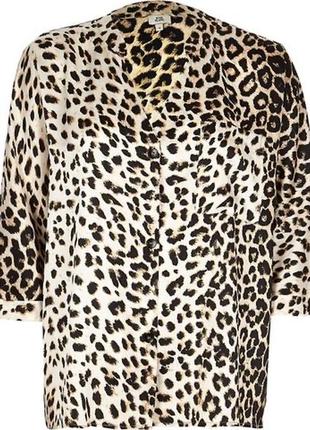 Кремова сатинова блуза леопардовий принт river island розмір42-4410 фото