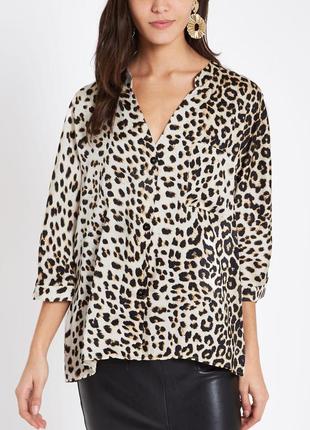 Кремова сатинова блуза леопардовий принт river island розмір42-449 фото