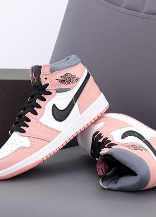 Женские кроссовки nike air jordan 1 mid pink white 37-38-39-40