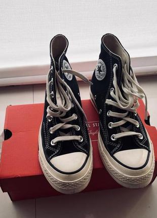 Класичні чорні високі кеди converse all star