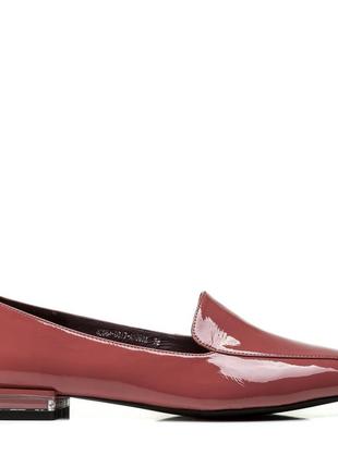 Туфли женские кожаные лаковые розовые на низком каблуке 1687т2 фото