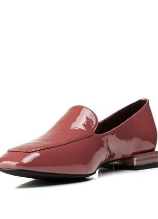 Туфли женские кожаные лаковые розовые на низком каблуке 1687т5 фото
