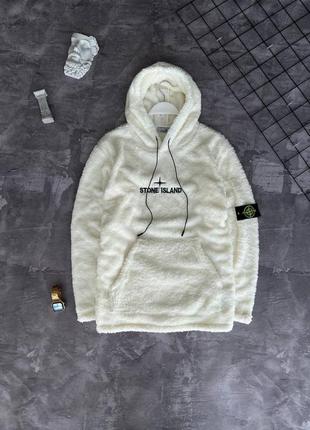 Чоловіче худі stone island білого кольору плюш