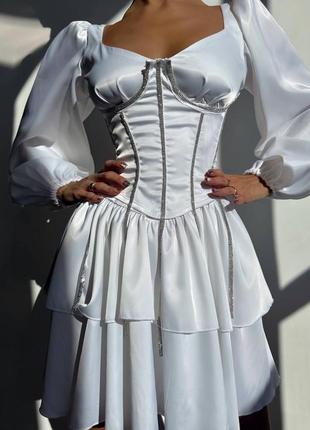 Корсетна сукня міні, декорована камінням ручна робота