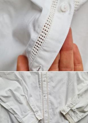 Батистовая рубашка белая в винтажном стиле белая блузка хлопковая коттоновая рубашка женская с кружевом воротник стойка2 фото
