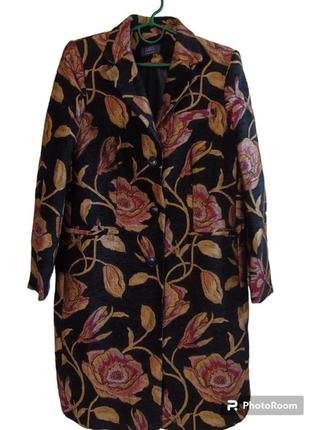 Красивое женское жаккардовое пальто длинный жакет размер 48-501 фото
