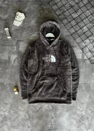 Мужское худи the north face серого цвета плюш