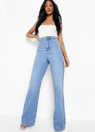 Голубые джинсы широкие boohoo plus size