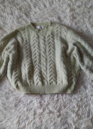 Светер кофта с крупной вязкой от mango в составе шерсть