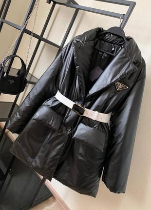 Куртка пальто в стиле prada удлиненная черная