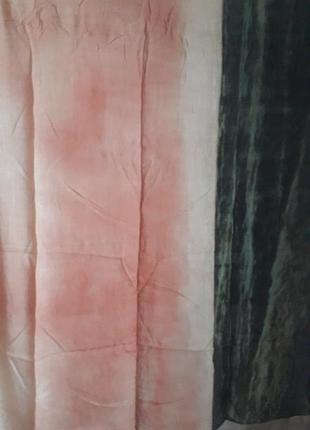 Розовый с темно зеленым платок шаль.2 фото